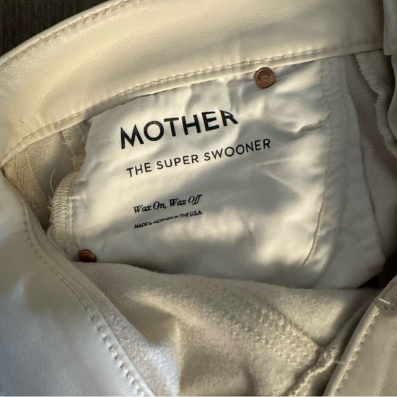 MOTHER Faux Leather The Super Swooner Wax On, Wax Off Egret Beige 27 - Picture 7 of 8